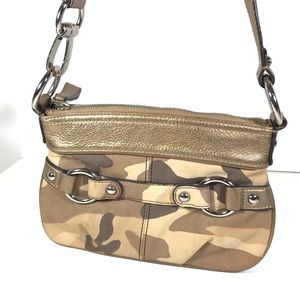 B. Makowsky Tan Camo Crossbody